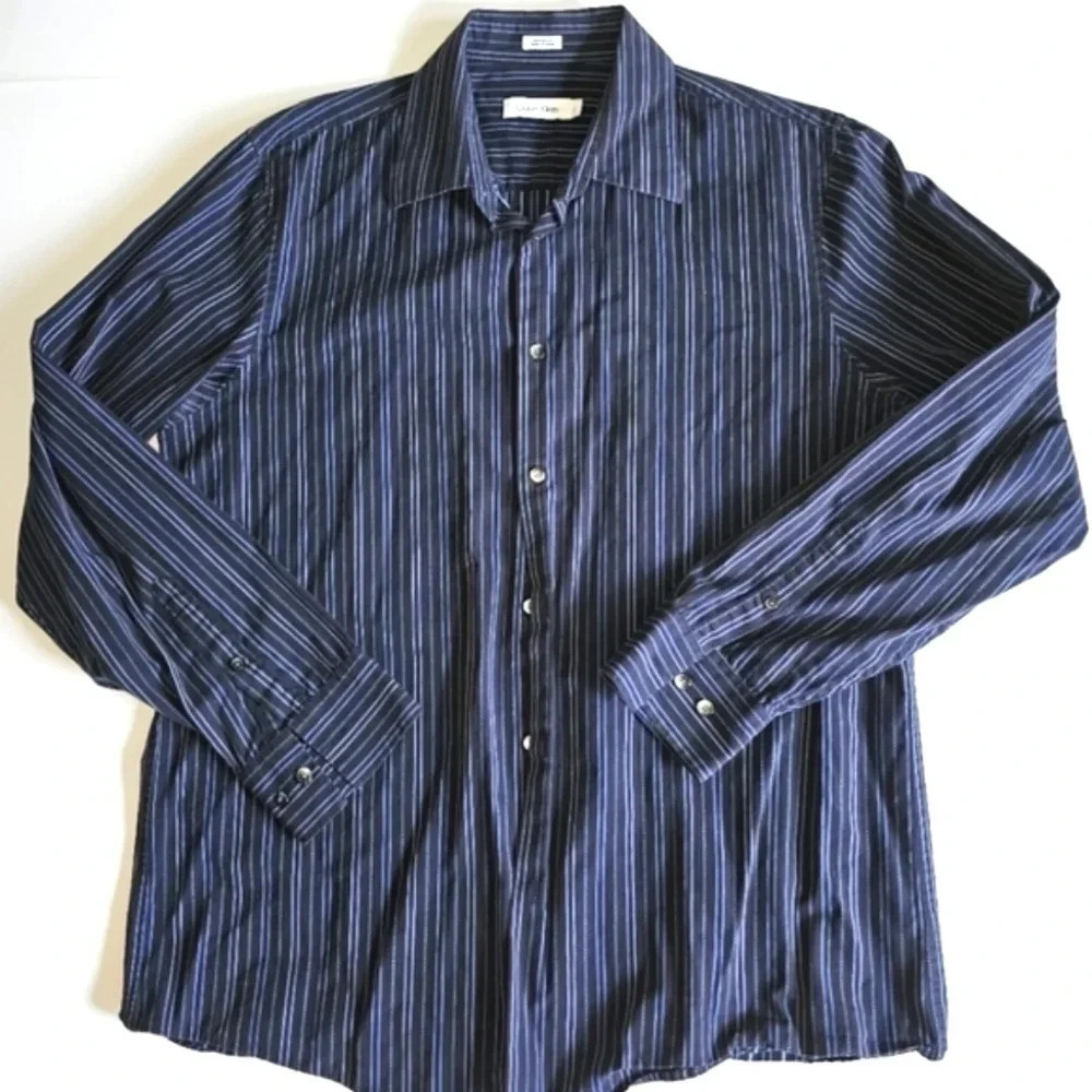 CALVIN Klein Black Pin Stripped Button Down Shirt
